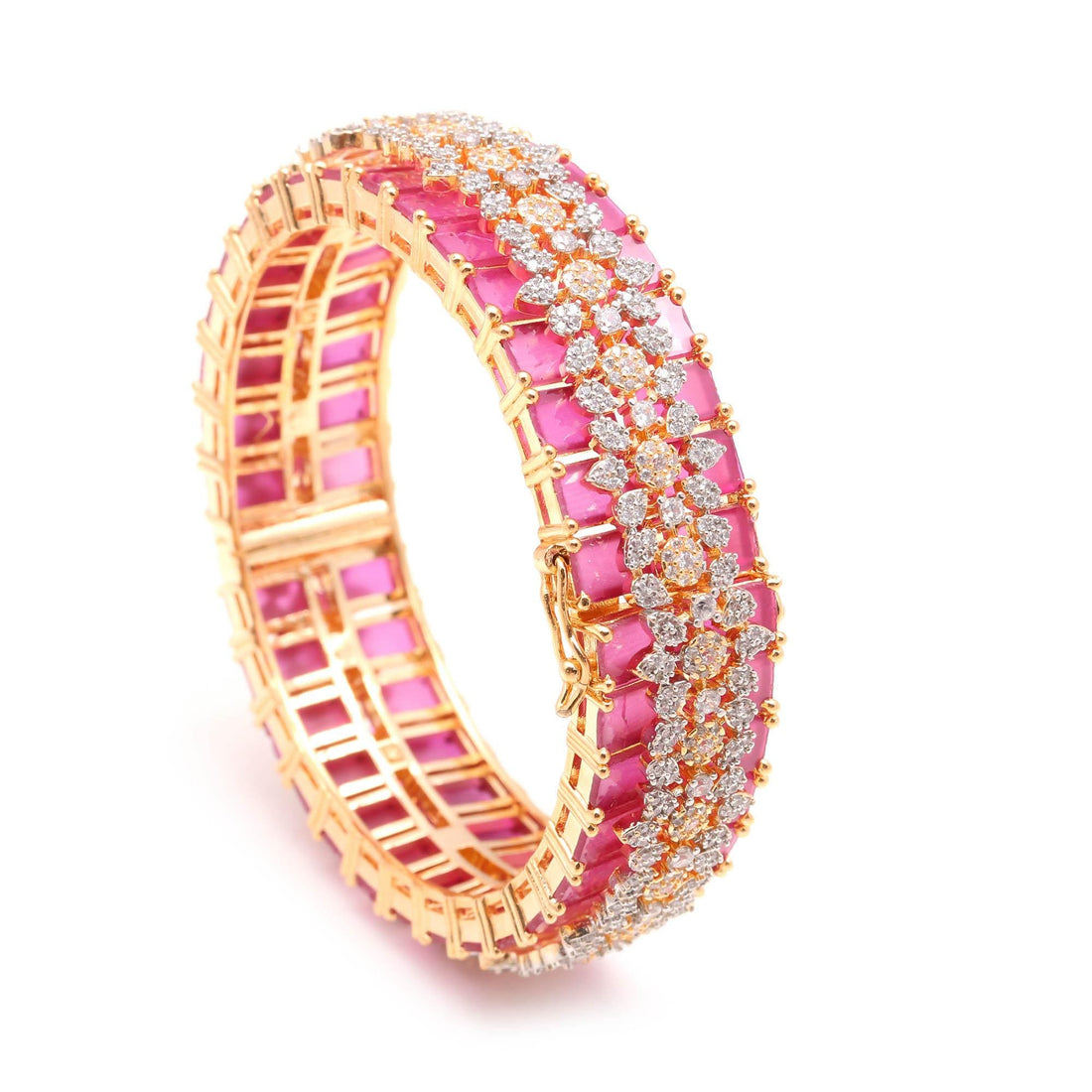 Ruby CZ Openable Bangle | 22K Gold Plated Handmade Bangle Bracelet | Traditional Bangle | Bridal Bangle | Wedding Bangle | Gift For Her — 5