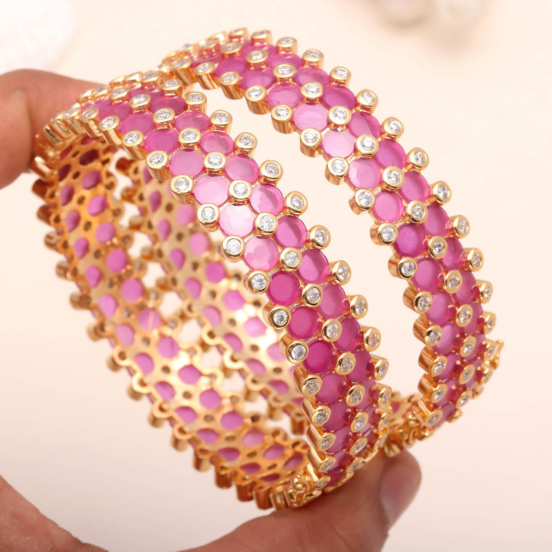 22K Gold Plated Ruby CZ Openable Bangle | Traditional Indian Jewelry | Wedding Bangle | Ethnic Bangle| Gift For Her | Party Wear Bangle — 3