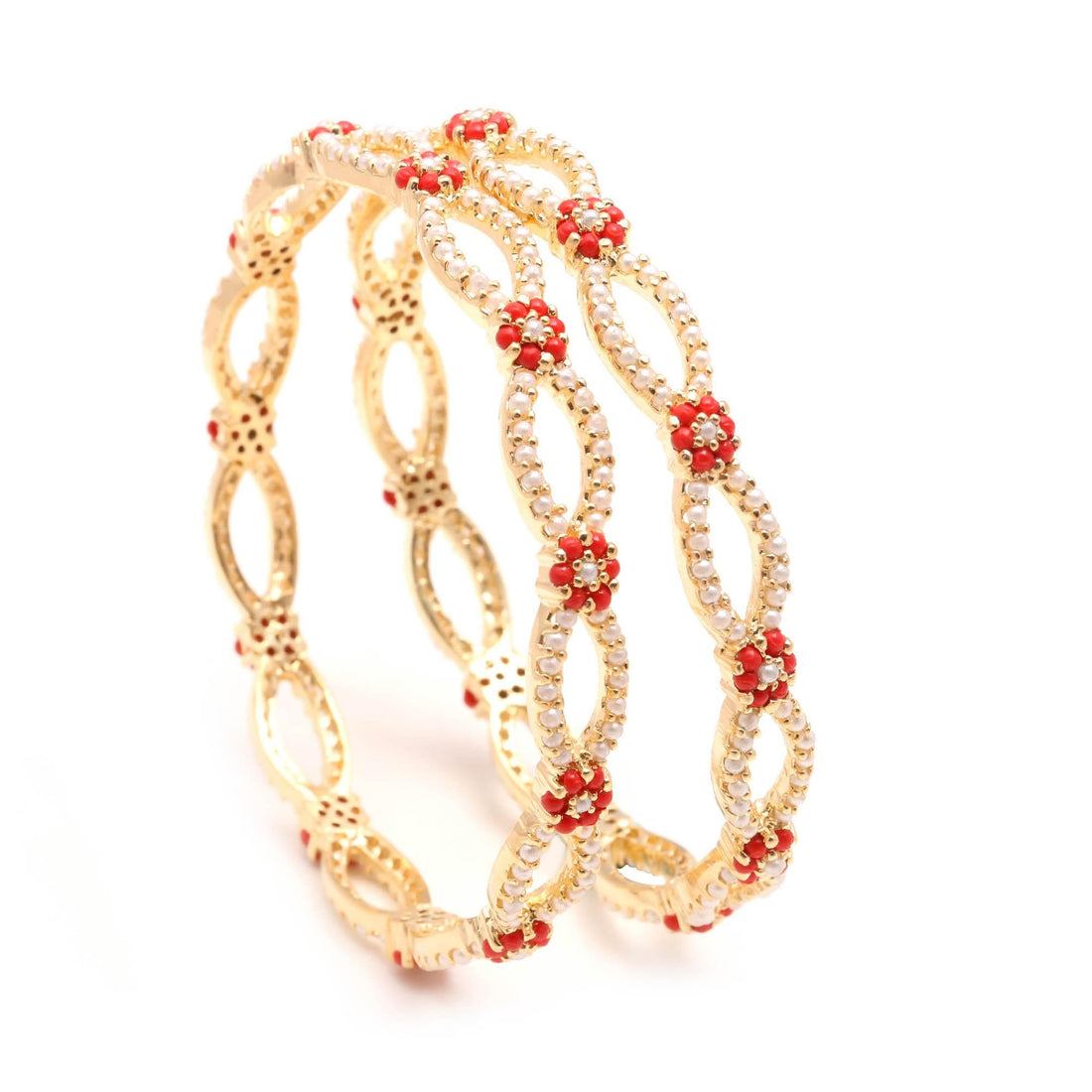 22K Gold Plated Coral Pearl Bangle | Indian Bracelet | Wedding Jewelry | Ethnic Wear Bangle | Gift For Her | Indian Bangle | Bridal Bangle — 4