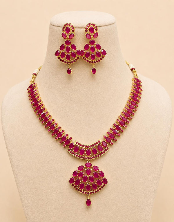 Premium Ruby Necklace Jewelry, Gold Plated Necklace, South Indian Necklace, Indian Wedding Jewelry, Statement Ruby Necklace Red Jewels