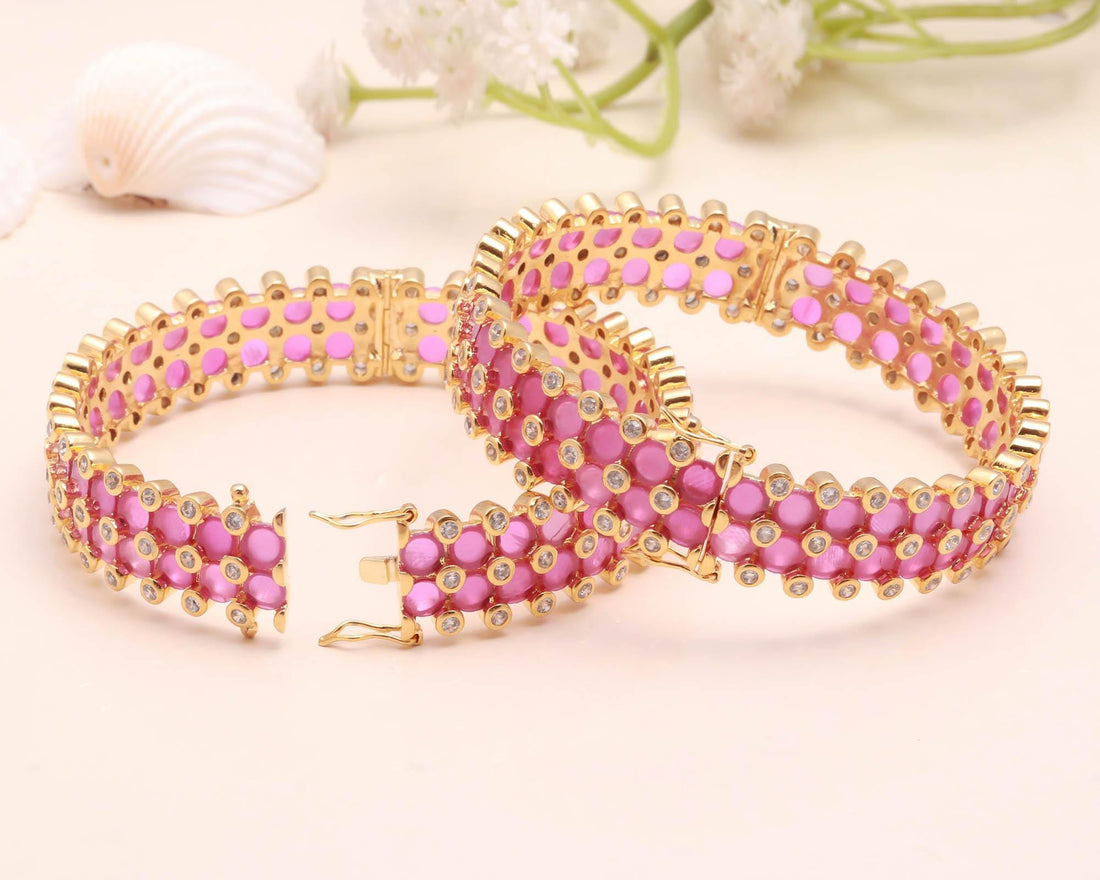 22K Gold Plated Ruby CZ Openable Bangle | Traditional Indian Jewelry | Wedding Bangle | Ethnic Bangle| Gift For Her | Party Wear Bangle — 5