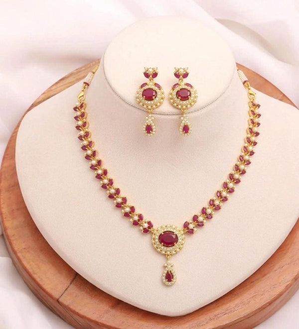 South Indian 22K Gold Plated Ruby Pearl Long Necklace | Traditional Bridal Haram | Wedding Engagement Jewelry | Party Wear Necklace