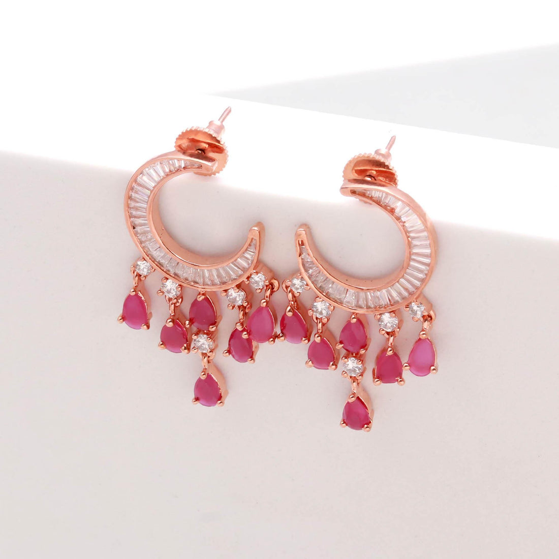Ruby Helix Earrings | 14K Rose Gold Minimalist Tragus Jewelry | Tiny Red Gemstone Studs | Cartilage Piercing Earrings | Gift For Women — 2