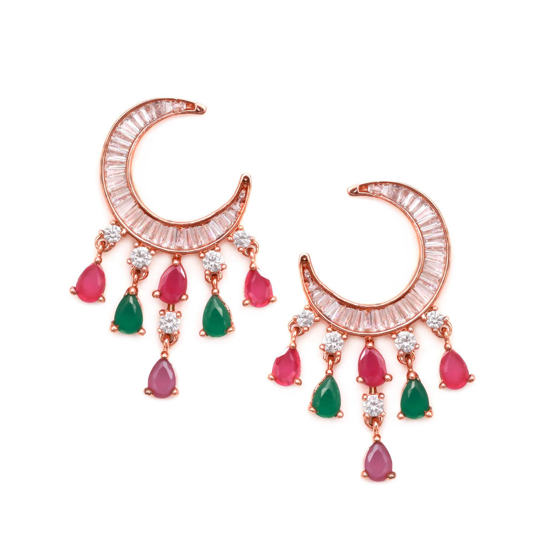 Gemstone Stud Earrings | 14K Rose Gold Plated Ruby Emerald Jewelry | Tiny Helix Tragus Cartilage Earrings | Everyday Studs | Gift For Women — 4