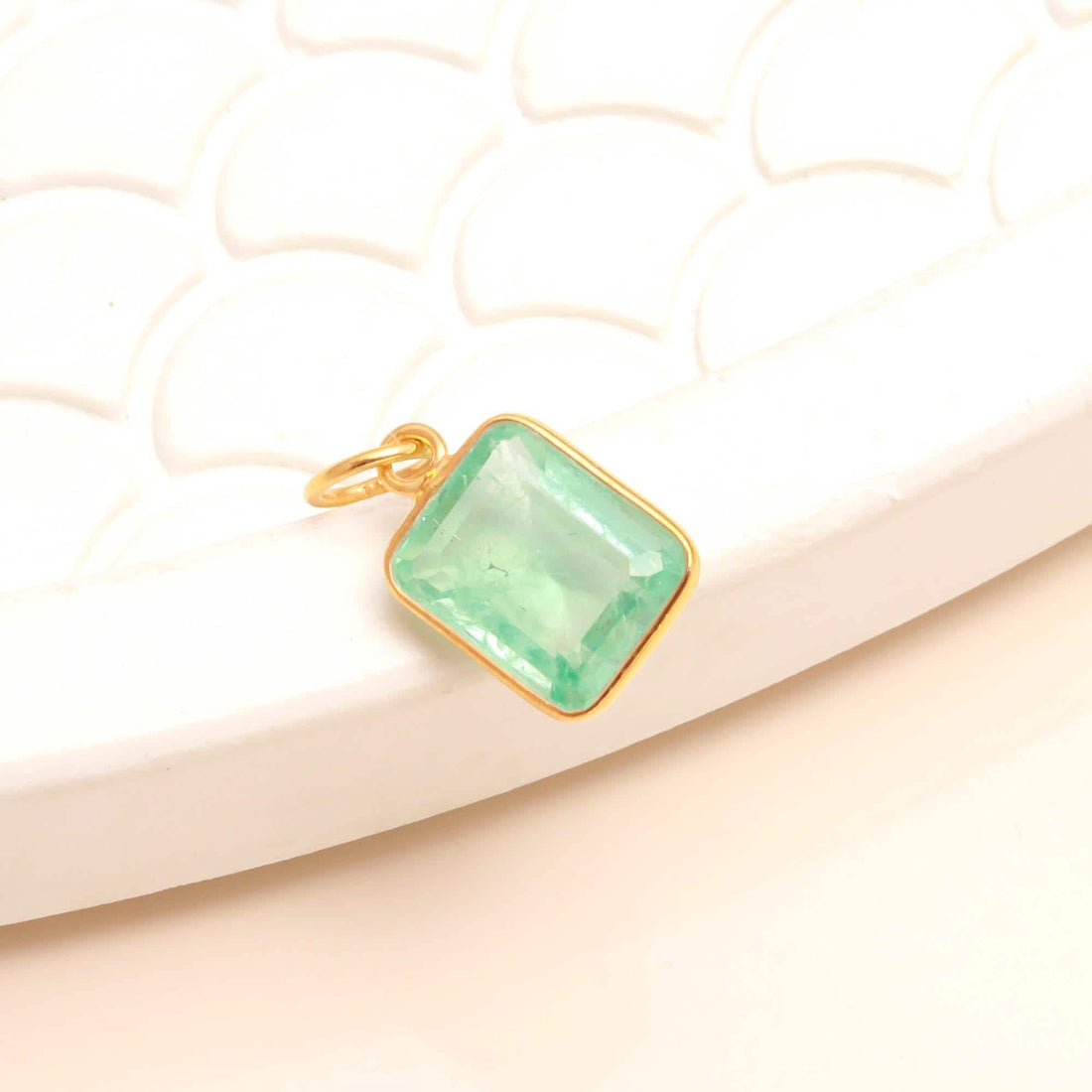 Natural Russian Emerald Pendant | 9K Gold Octagon Emerald Charm | 7 Ct Bezel Set Green Gemstone Jewelry | Gift For Women — 4