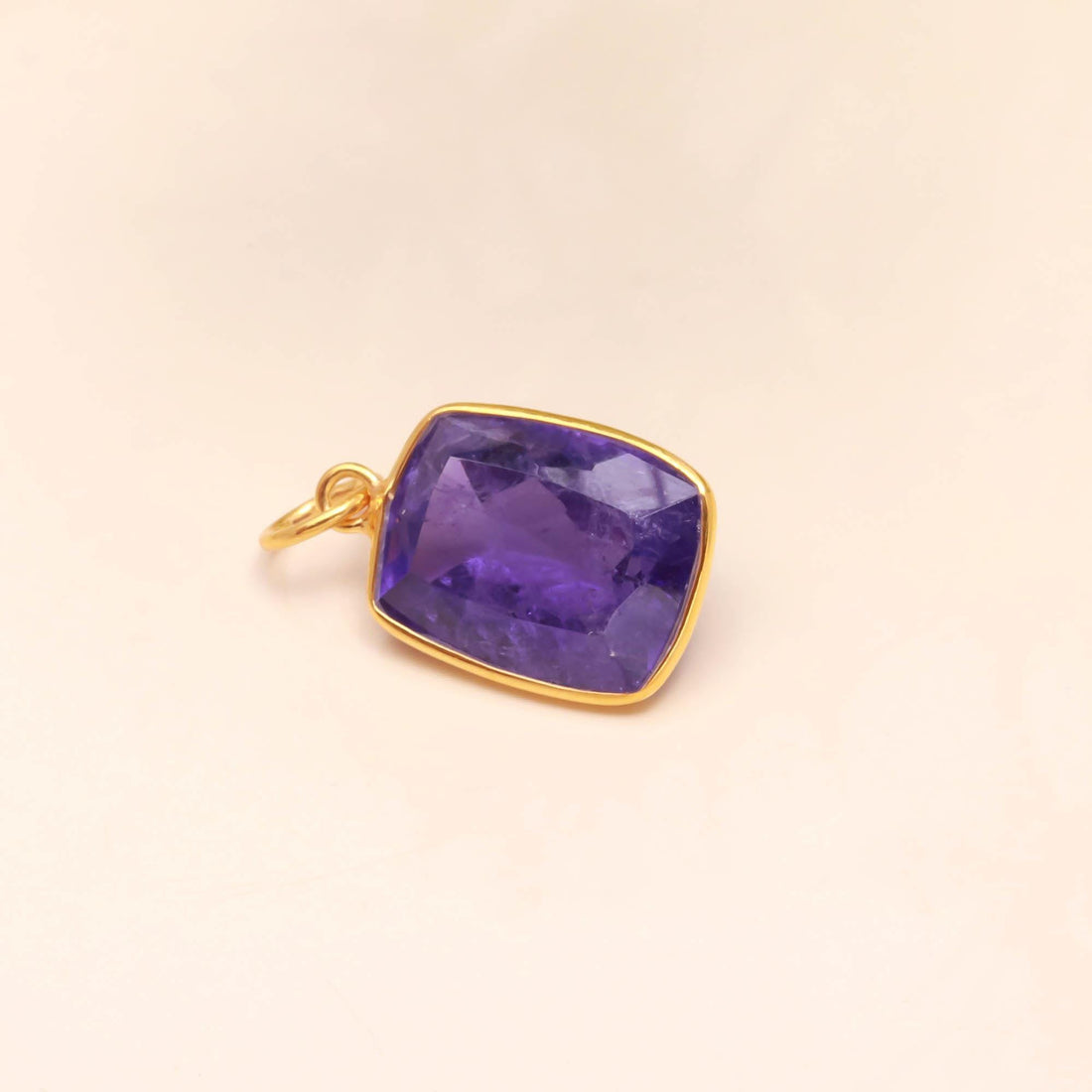 Tanzanite Gold Charm Pendant |9K Gold Octagon Step Cut Tanzanite Pendant |12.5 Ct Bezel Set Jewelry |December Birthstone Charm |Gift For Her — 1