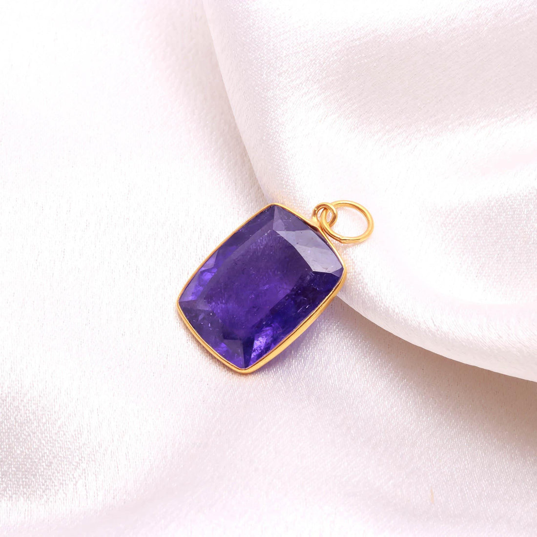 Tanzanite Gold Charm | 22 Ct Octagon Step Cut Pendant | 9K Gold Bezel Set Pendant | December Birthstone | Blue Gemstone Charm | Gift for Her — 2