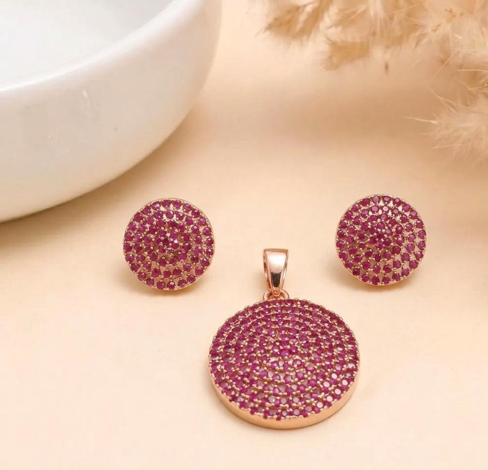 1.5 mm Round Ruby, Emerald , Black Onyx Gems Pendant With 22k Yellow Gold Plating — 3