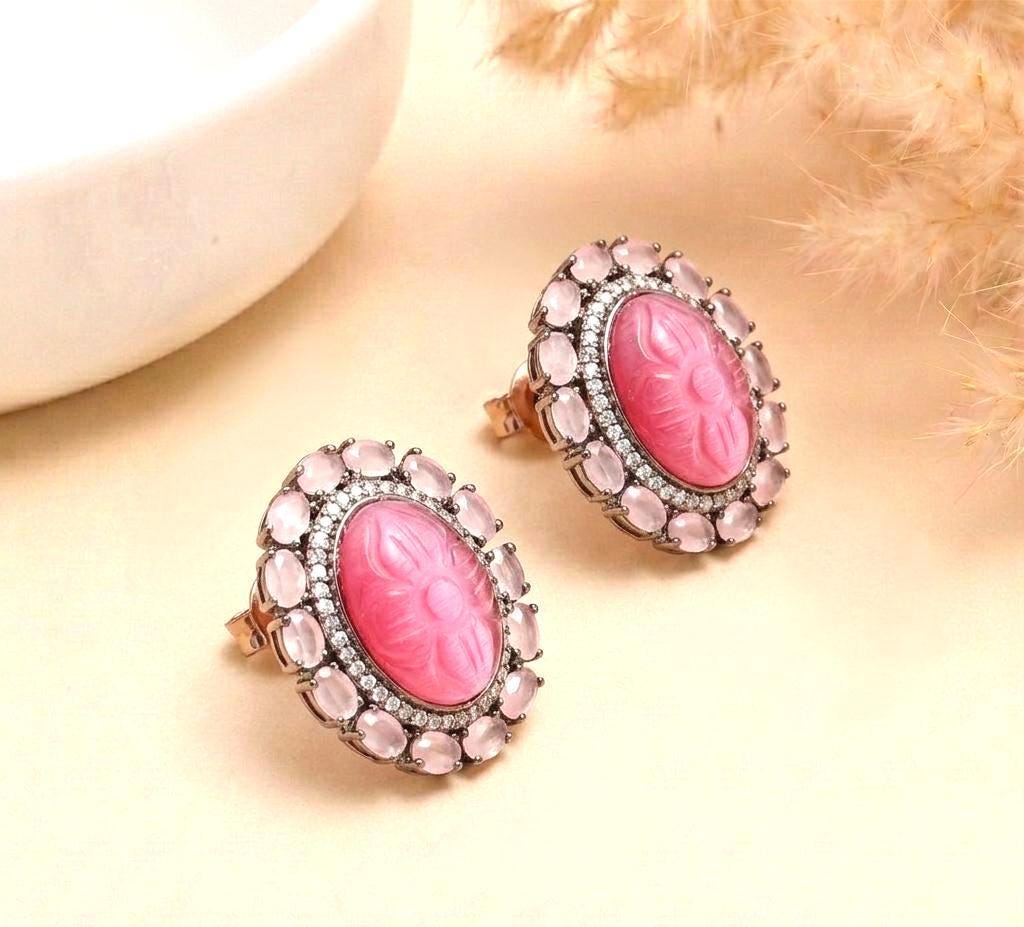 Carved Stone Stud Earrings: Luxury Minimalist Design — 1