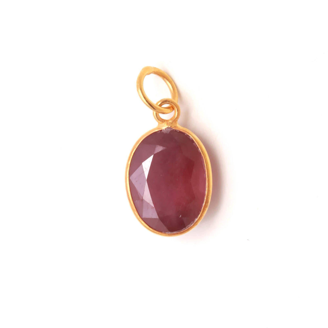 Natural Ruby Gold Charm Pendant | 9K Gold Oval Ruby Gemstone Charm | Bezel Set Ruby Pendant | July Birthstone Jewelry | Gift For Women — 6