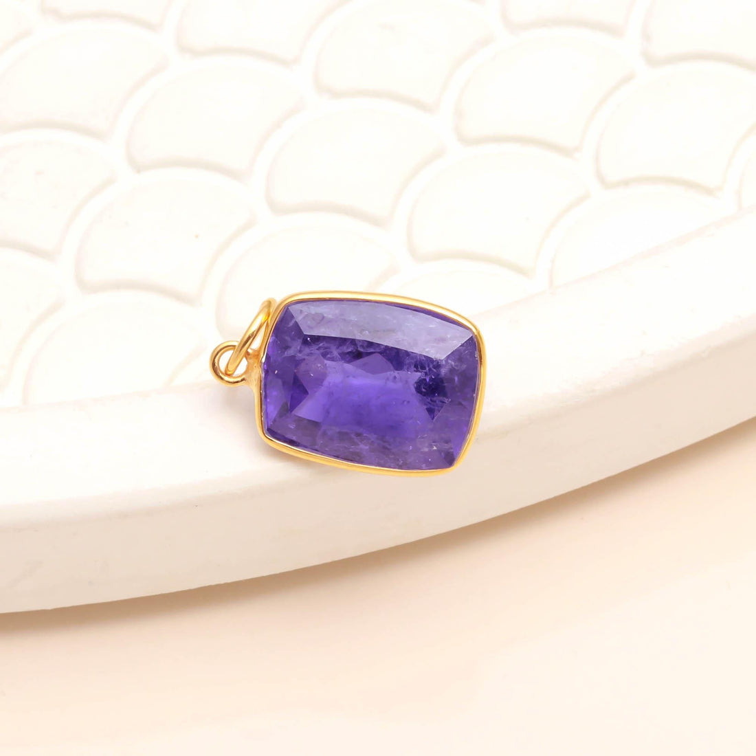 Tanzanite Gold Charm Pendant |9K Gold Octagon Step Cut Tanzanite Pendant |12.5 Ct Bezel Set Jewelry |December Birthstone Charm |Gift For Her — 2