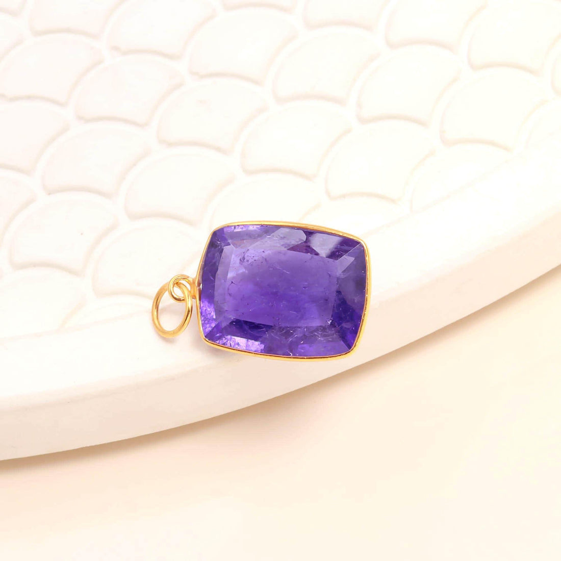 Tanzanite Gold Charm | 22 Ct Octagon Step Cut Pendant | 9K Gold Bezel Set Pendant | December Birthstone | Blue Gemstone Charm | Gift for Her — 5