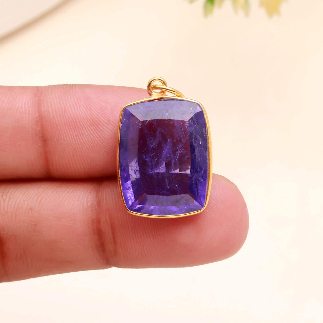 Tanzanite Gold Charm | 22 Ct Octagon Step Cut Pendant | 9K Gold Bezel Set Pendant | December Birthstone | Blue Gemstone Charm | Gift for Her — 6