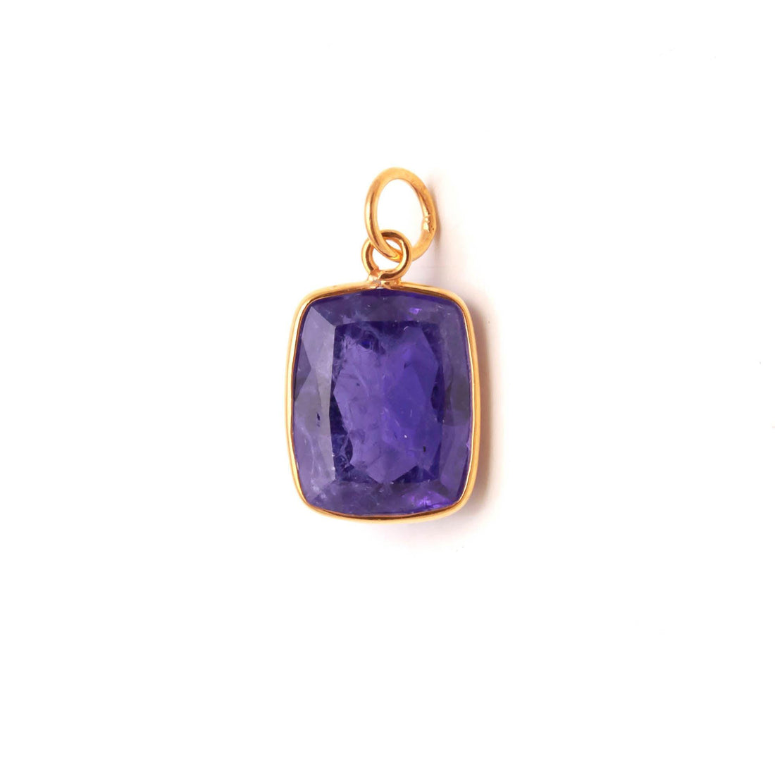 Tanzanite Gold Charm Pendant | 9K Gold Octagon Step Cut Tanzanite Charm | 12.5 Ct Bezel Set Pendant | December Birthstone | Gift For Her — 5
