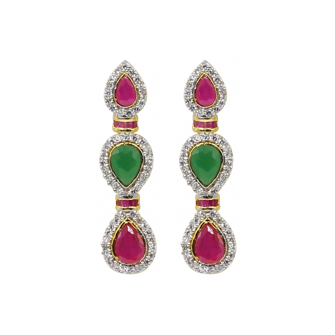 Statement Ruby & Emerald Necklace Set | 22K Gold Plated Bridal Choker with Earrings |  Wedding Jewelry | Party Wear Necklace | Gift for Her — 4