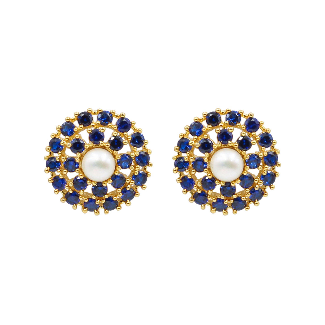 Gold Plated Blue Sapphire Pendant: 22k South Indian Jewelry