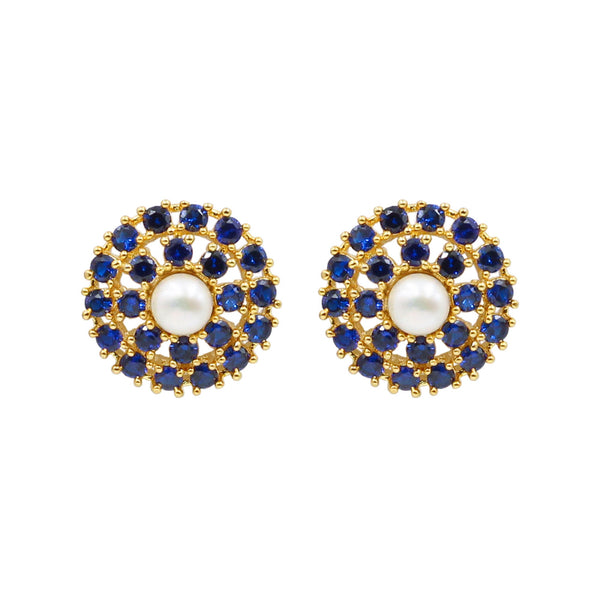 Gold Plated Blue Sapphire Pendant: 22k South Indian Jewelry