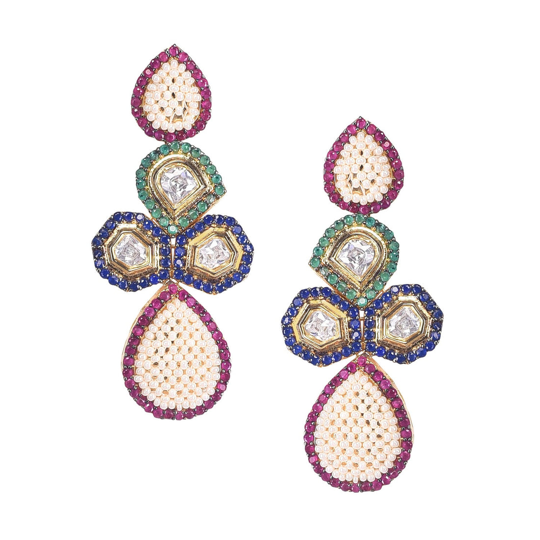 Multicolor Kundan Necklace Set | Gold Plated Polki Choker |Bridal Wedding Jewelry | Traditional Ethnic Statement Necklace Set |Gift For Her — 4