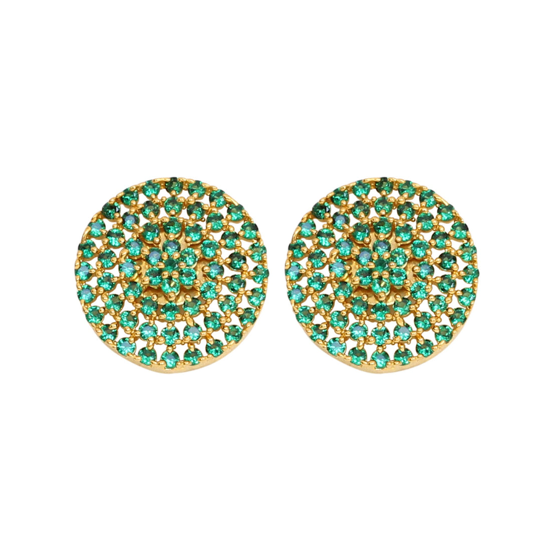 Handmade 22k Gold Plated Emerald CZ Round Pendent — 2
