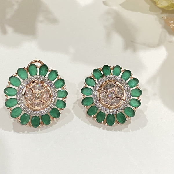 Floral Rose Gold stud earring, Luxury designer wedding earring