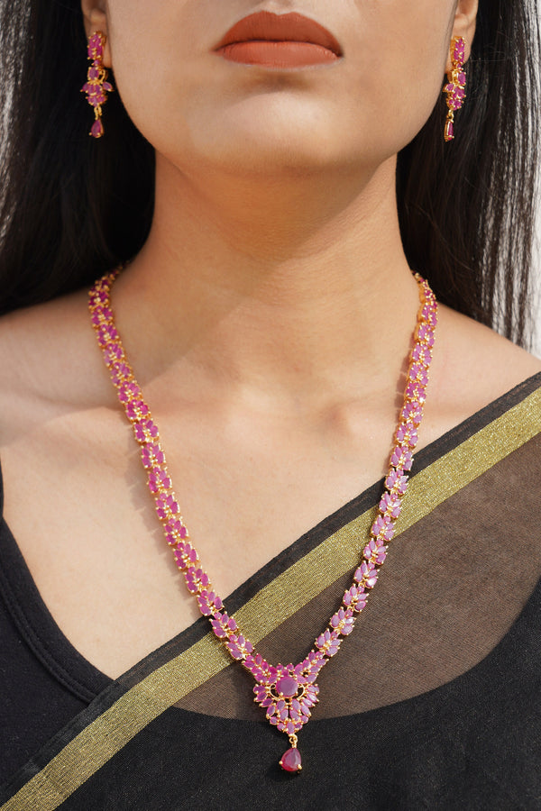 Handmade Ruby & Emerald Necklace: 22k Gold Plated Indian Jewelry