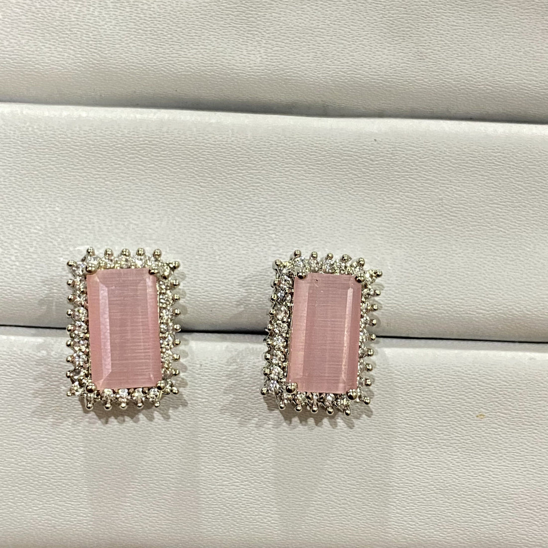 Emerald Stud Earrings | 14K White Gold Plated Dainty Gemstone Earrings | Minimal Everyday Jewelry | Bridal Party Wear Studs | Gift For Her — 5