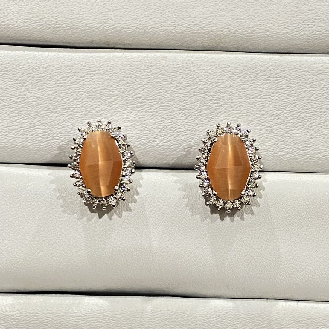 Dainty Stud Earrings: 14k White Gold Plated, AAA Stone — 6