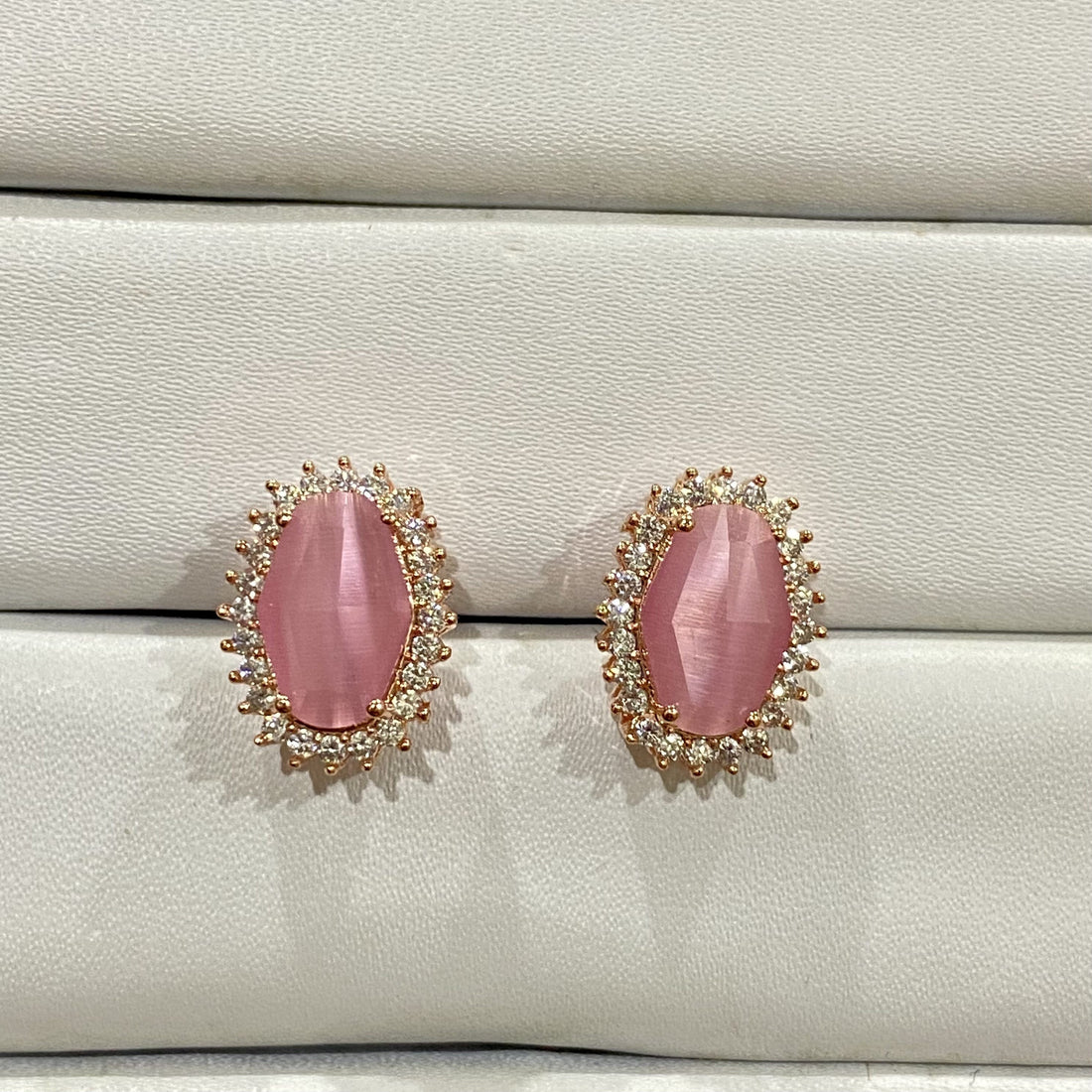 Dainty Stud Earrings: 14k White Gold Plated, AAA Stone — 8