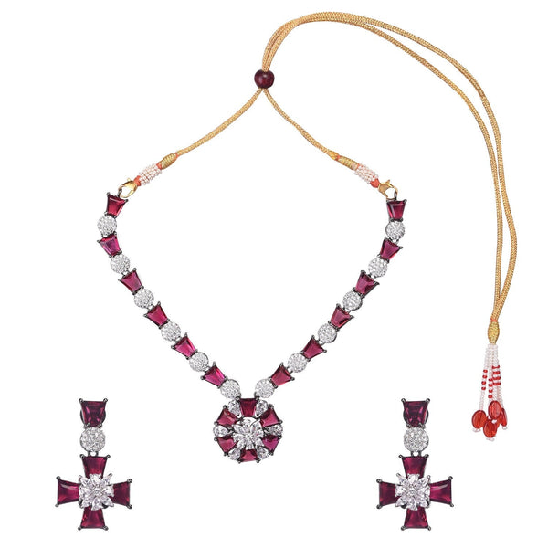 Ruby Necklace Set | Swarovski Diamond Choker | Gold Plated Indian Bridal Jewelry | Red Necklace & Earring Set | Wedding Wear |Gift for Her