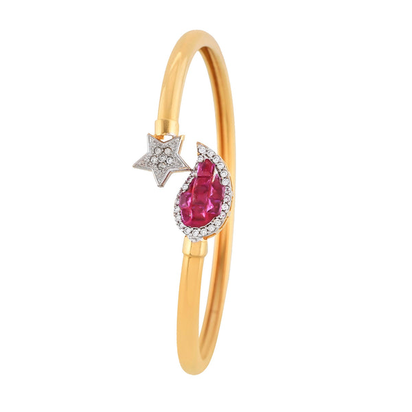 Handcrafted Ruby Brass Gold Plated Cuff Bangle For Women | Fashionable Minimal Gemstone Bangles | Brass Cuffs | Gift For Her
