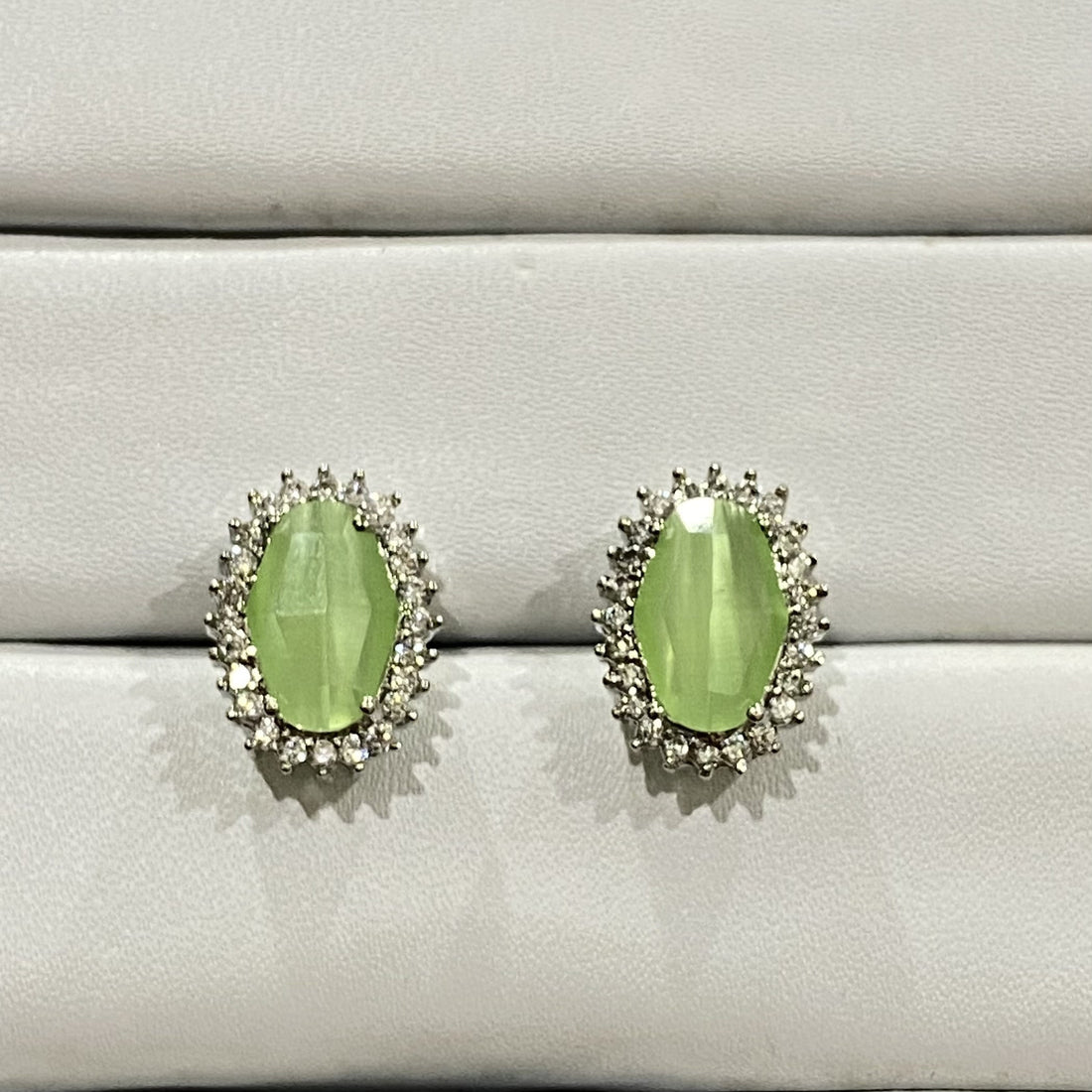 Dainty Stud Earrings: 14k White Gold Plated, AAA Stone — 4