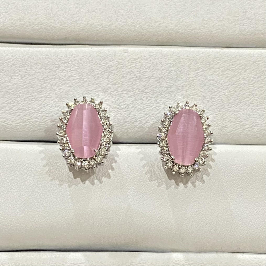 Dainty Stud Earrings: 14k White Gold Plated, AAA Stone — 3