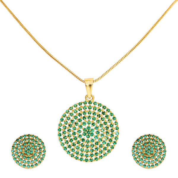 Handmade 22k Gold Plated Emerald CZ Round Pendent