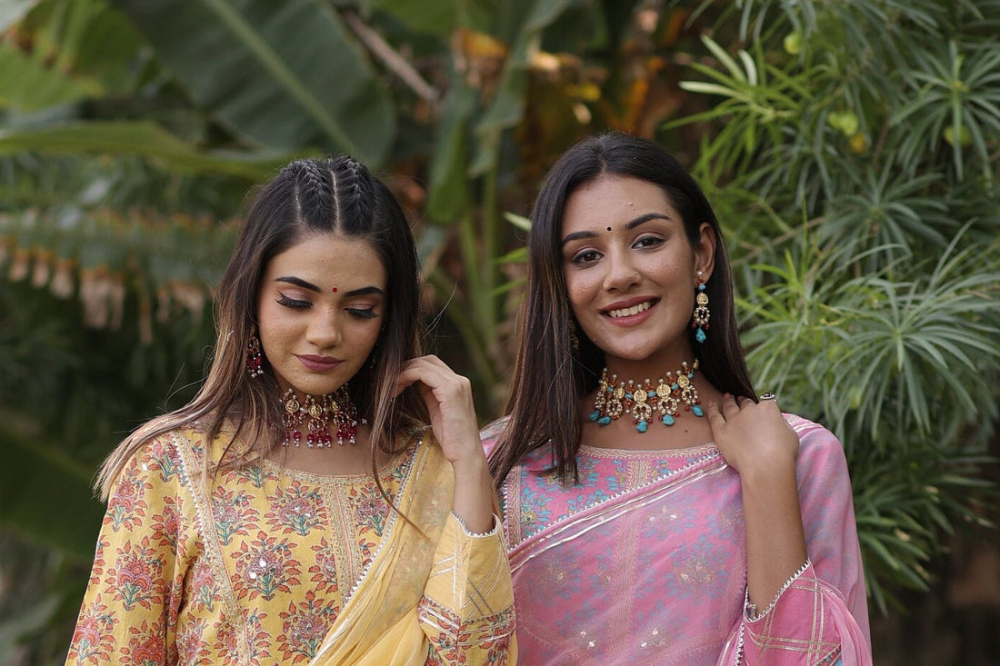 Turquoise Lakshmi Choker Necklace Set |Gold Plated Temple Jewelry | Traditional South Indian Bridal Necklace | Wedding Jewelry|Gift for Her — 6