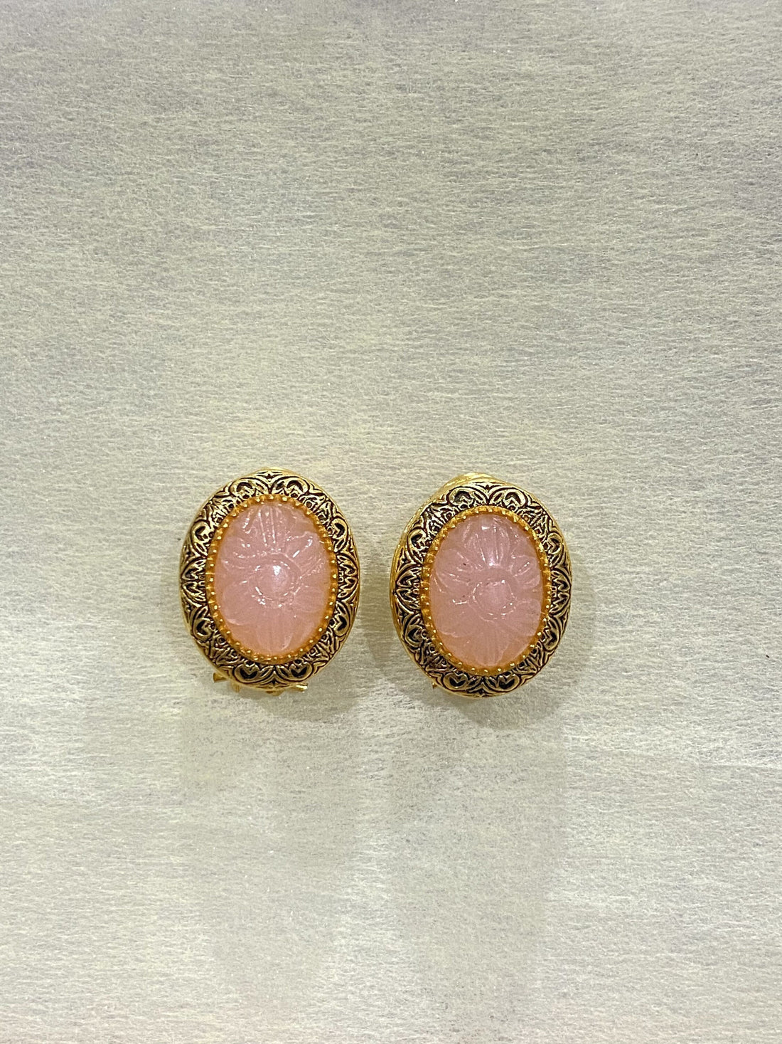 22K Gold Plated Stud Earrings | Red Flower Carving Handmade Earrings | Bridal Wedding Jewelry | Floral Ethnic Earrings | Gift for Her — 7