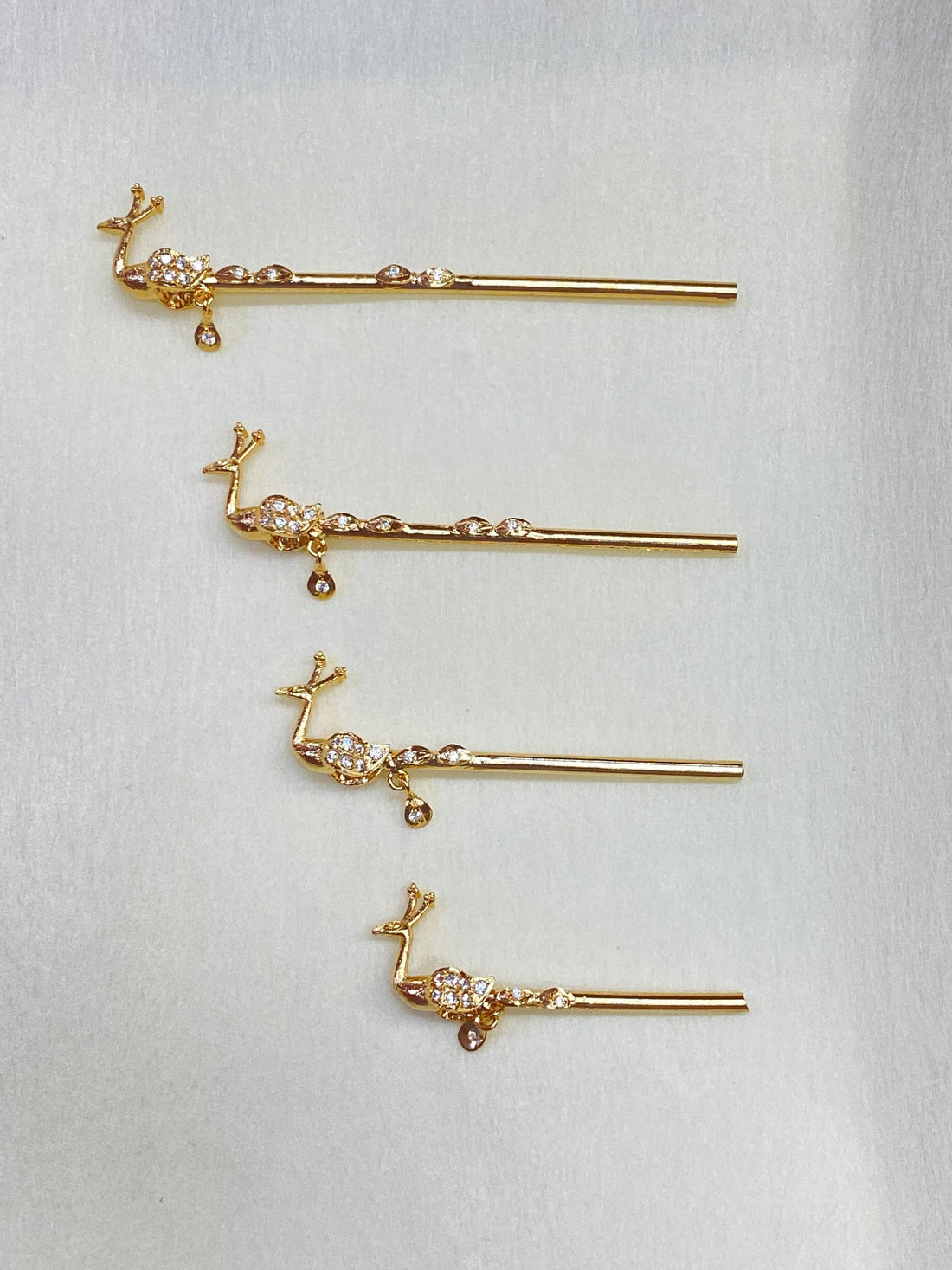 22k Gold Plated Krishna Flute: Laddu Gopal Bansuri with CZ Stones