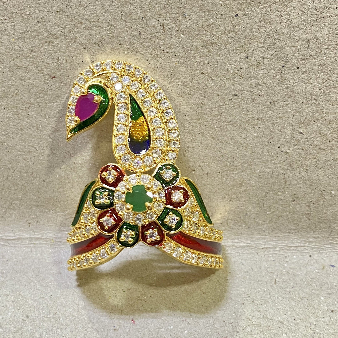 Indian God godness Krishna Mukut Gold Plated Pagdi Turban Crown | Hindu Deity Ornaments | Temple Accessory — 2