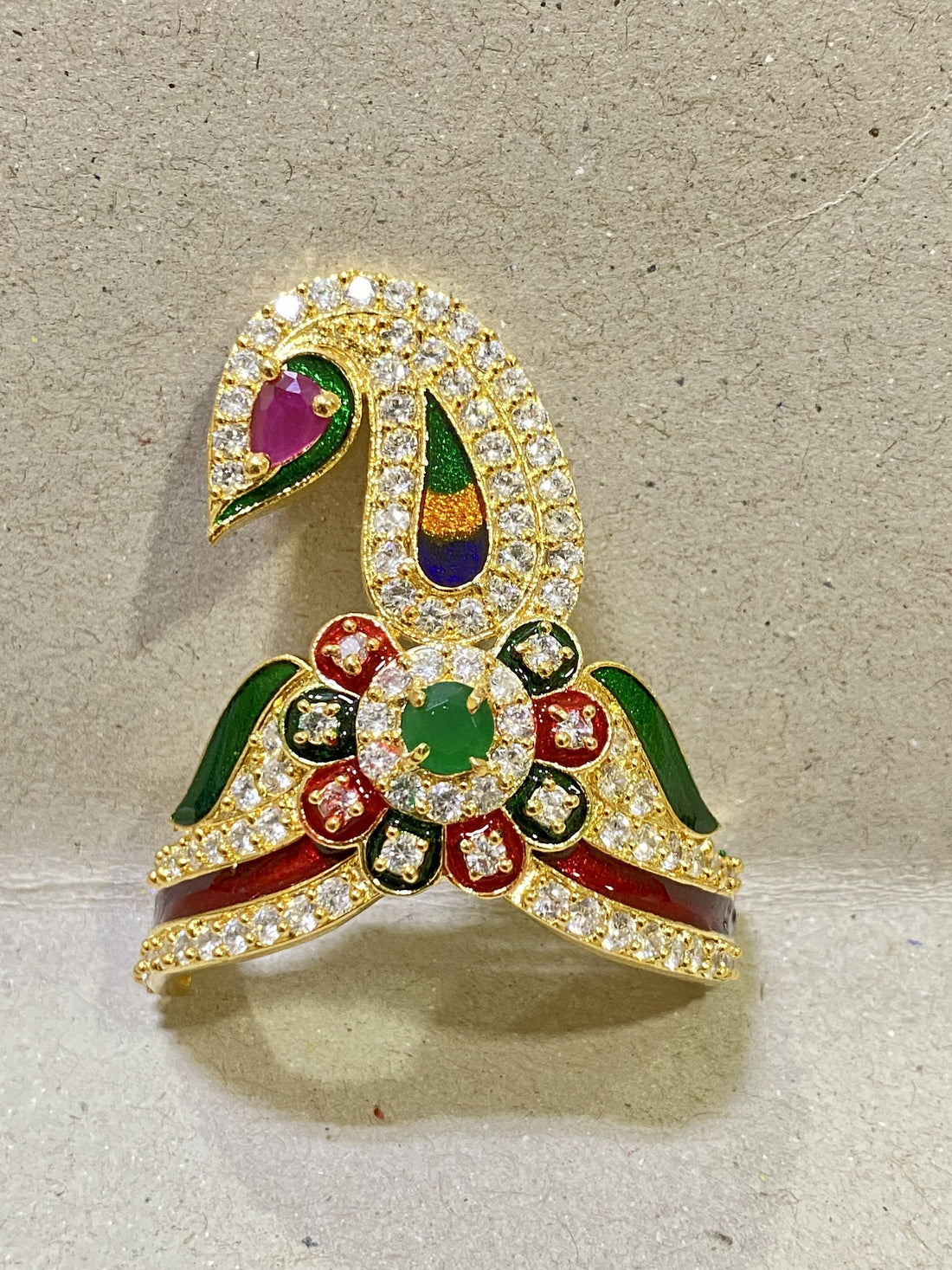 Indian God godness Krishna Mukut Gold Plated Pagdi Turban Crown | Hindu Deity Ornaments | Temple Accessory — 3