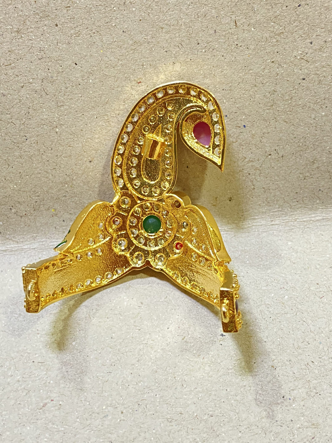 Indian God godness Krishna Mukut Gold Plated Pagdi Turban Crown | Hindu Deity Ornaments | Temple Accessory — 6