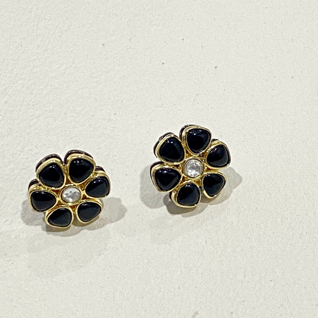Flower Kundan Stud Earrings: 22k Gold Plated Polki Jewelry — 4