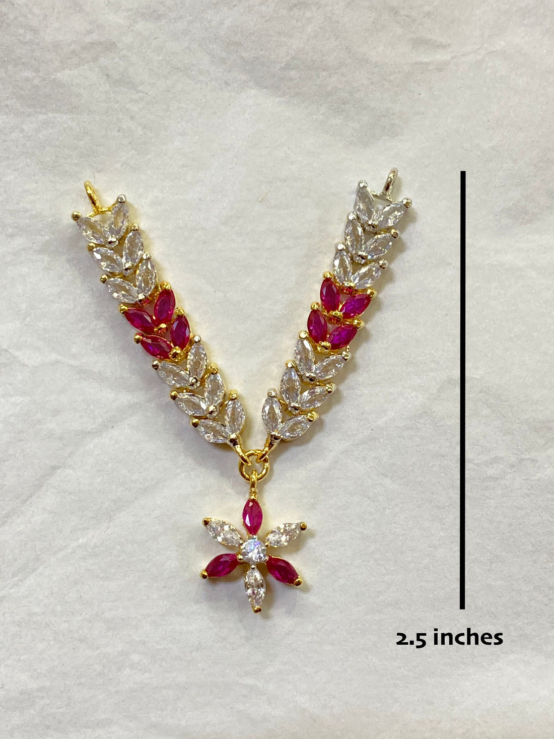 Handmade Laddu Gopal Necklace: Ruby & Cubic Zirconia, 22k Gold Plated — 3