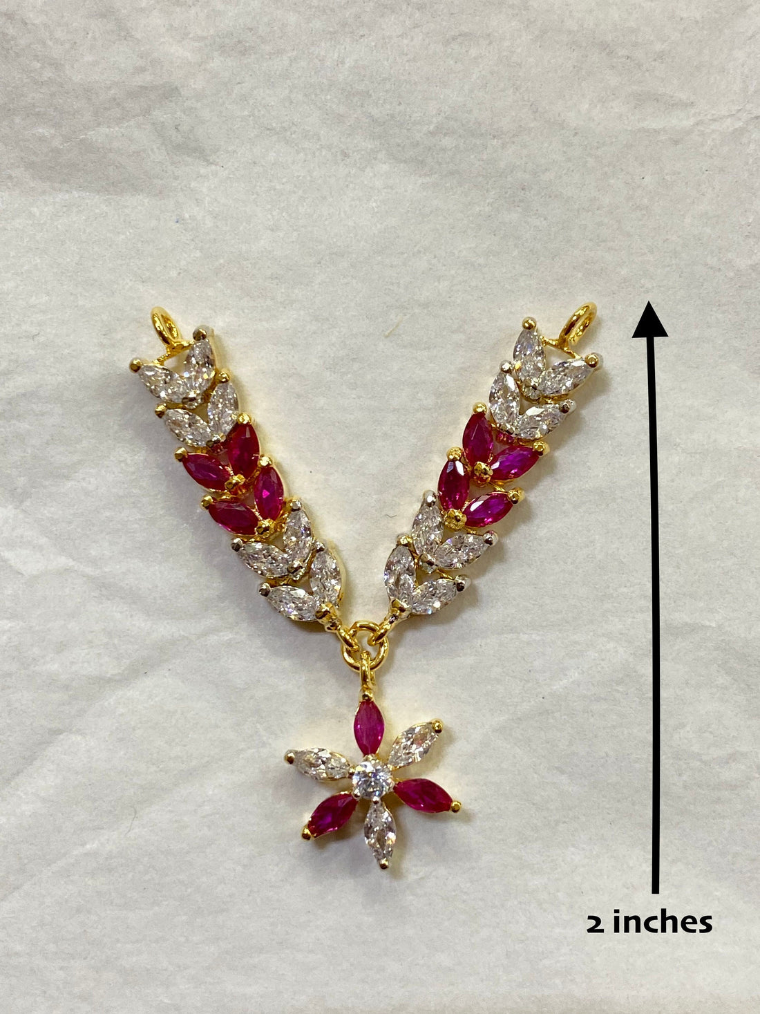 Handmade Laddu Gopal Necklace: Ruby & Cubic Zirconia, 22k Gold Plated — 2