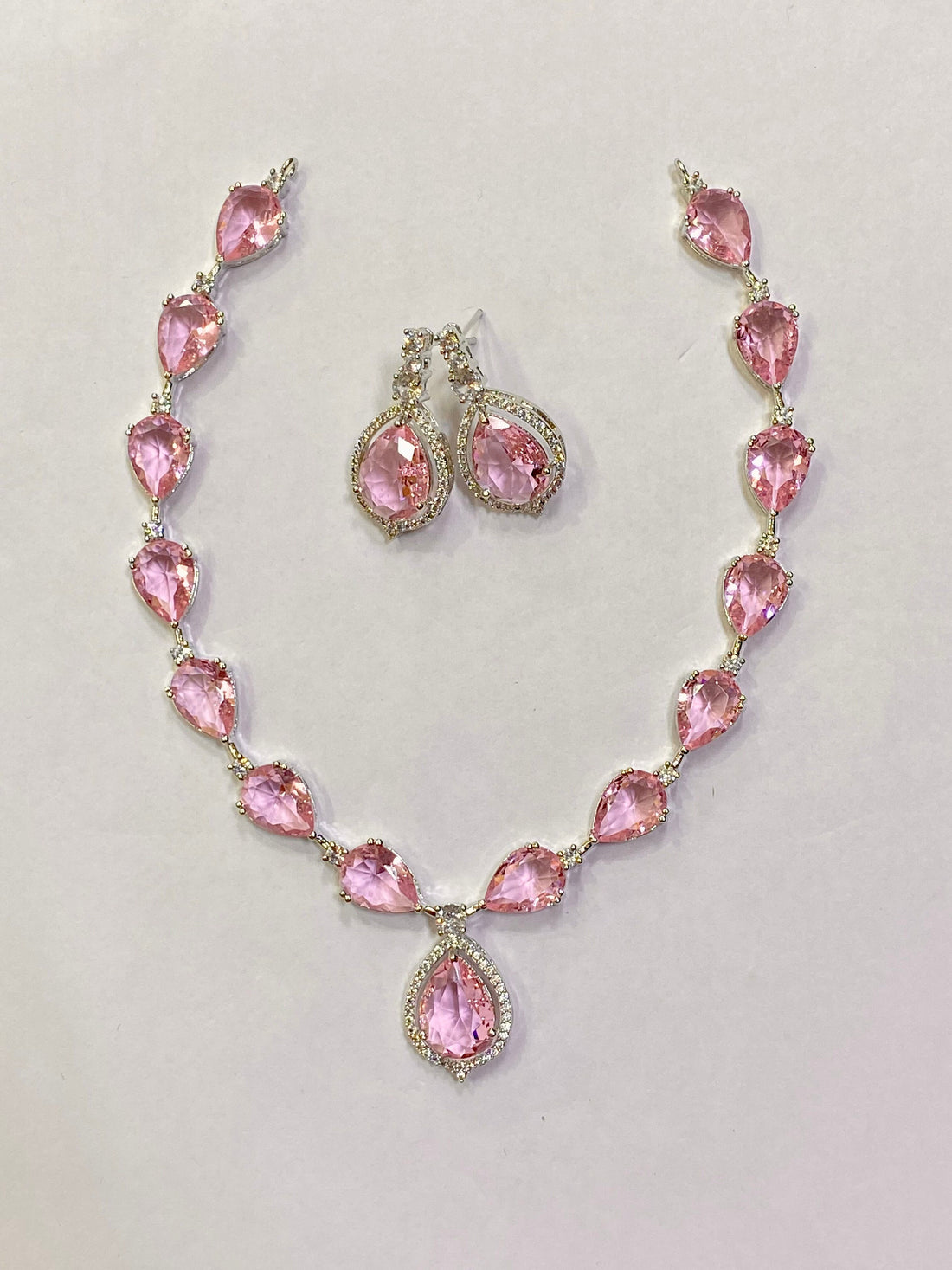 Morganite Necklace | White Gold Plated Pink Cubic Zirconia Pendant | Bridal Wedding Jewelry | Elegant Statement Necklace | Gift for Her — 4