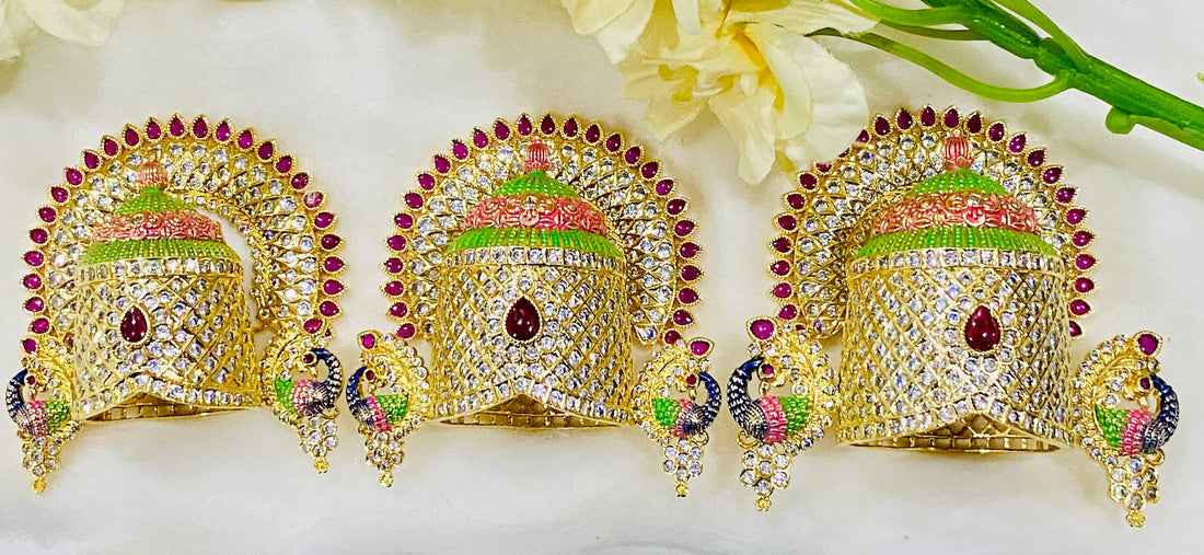 22k Gold Plated Tirupati Balaji Crown: Ruby & Solitaire Stone Work Mukut |  Lord Venkateshwara crown | Puja Room Blessings of Prosperity — 4