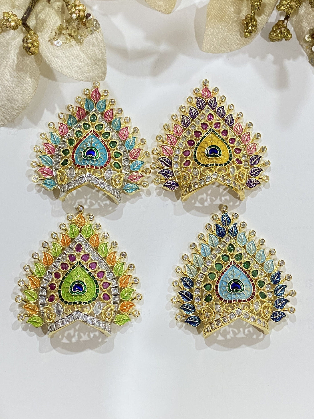 Handmade Gold Plated Krishna Mukut Crown: Multi Stone Kanha Ji Accessories — 2