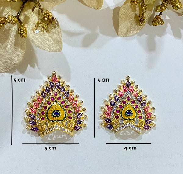 Handmade Gold Plated Krishna Mukut Crown: Multi Stone Kanha Ji Accessories