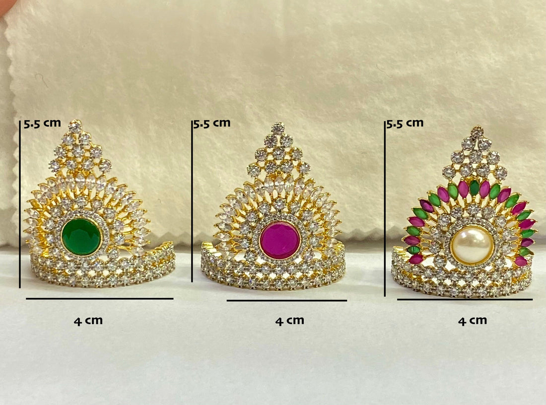 Indian God Crown with Gemstones | Kahana Accessory Mukut | Handmade Mukut Krishna Radha Ornaments