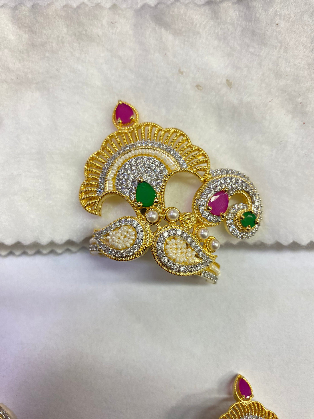 Handmade Krishna Mukut Gold Plated | Crown For laddu gopal | krishna Adjustable size Multicolour color Stone Crown | Hindu Deity Accessory — 4