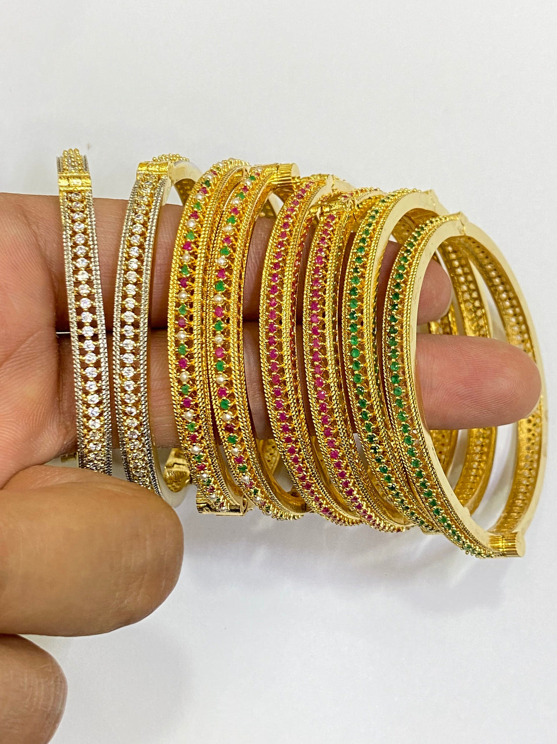 Ruby Stone Gold Bangles | Elegant Red Gemstone Bangle Set for Women | Everyday Ethnic Wear | GIft For Her — 5