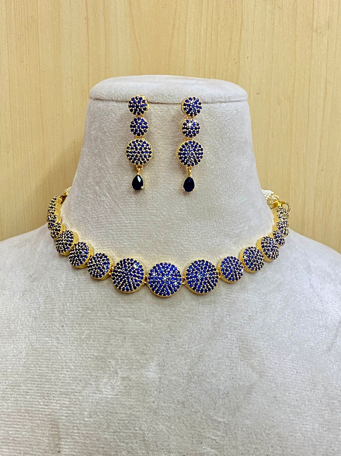Handmade Blue Sapphire Necklace Set | 22K Gold Plated Delicate Gemstone Jewelry | Bridal Necklace | Party Wear Necklace | Gift for Women